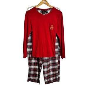Lauren Ralph Lauren Pajama Set Women M Red Green Plaid Old Money Preppy Holiday